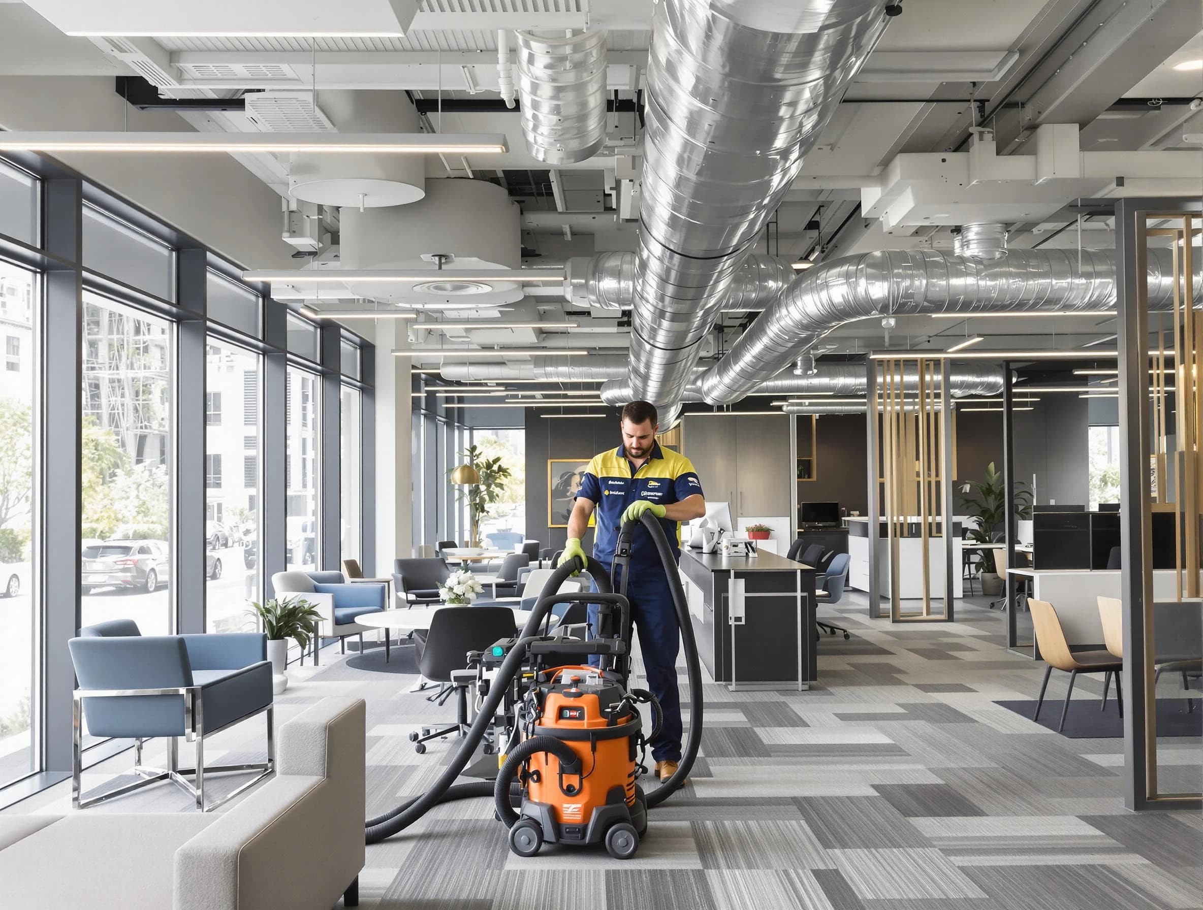 Mountain Green Air Duct Cleaning team performing thorough commercial duct cleaning at a Mountain Green business center
